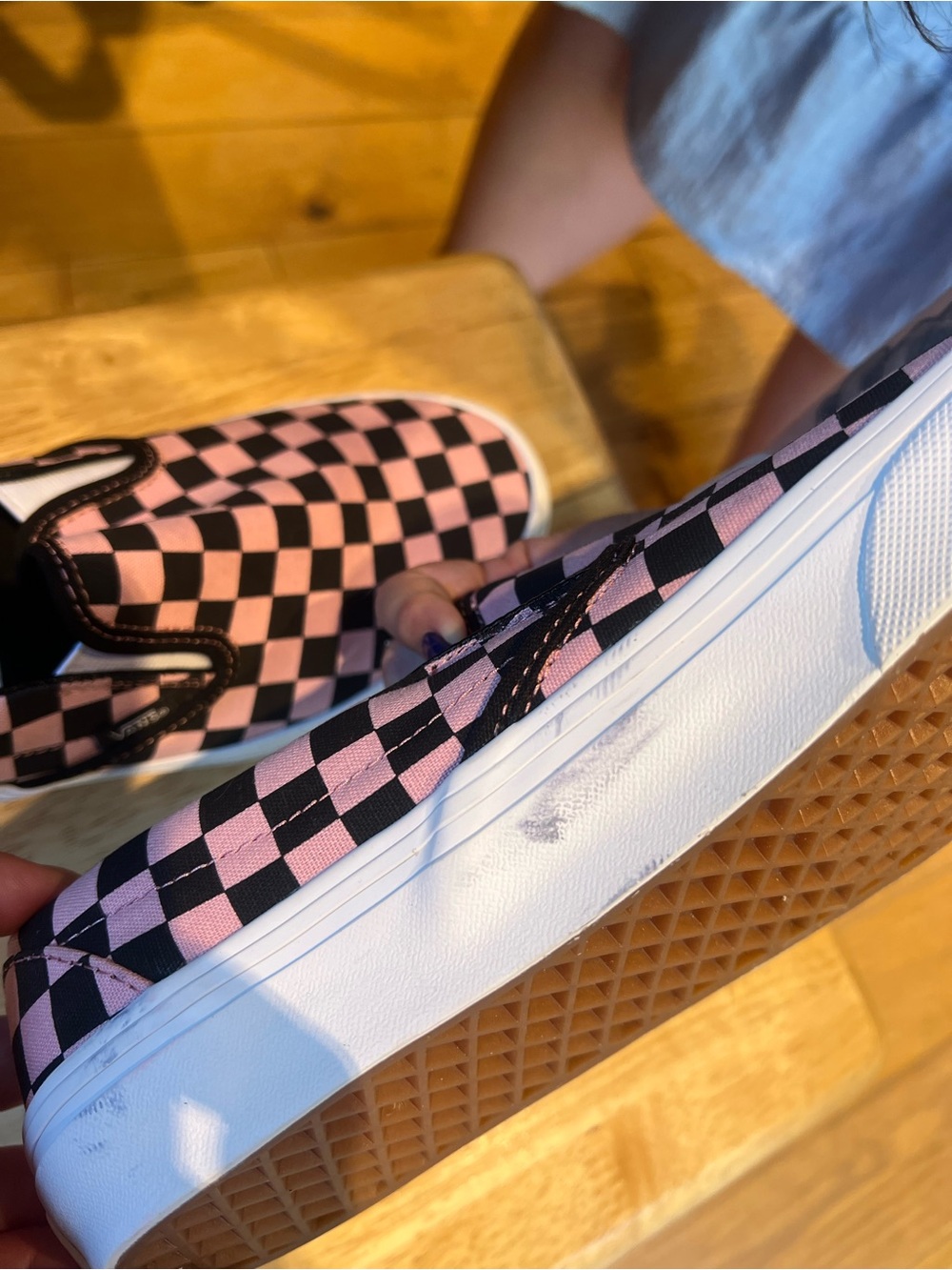 Vans Slip-On Checkerboard Sneakers - Pink and Black - Picture 3 of 4